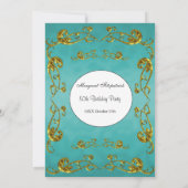 Invitation 50e Anniversaire Gold Turquoise classique (Dos)