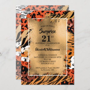 Invitation 50e anniversaire Gold Wild Poster de animal