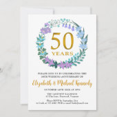 Invitation 50e anniversaire Golden Floral Wreath (Devant)