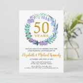 Invitation 50e anniversaire Golden Floral Wreath (Debout devant)