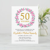 Invitation 50e anniversaire Golden Floral Wreath (Debout devant)