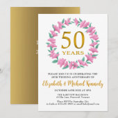 Invitation 50e anniversaire Golden Floral Wreath (Devant / Derrière)