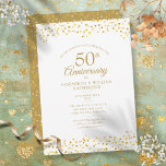 Invitation 50e Anniversaire Golden Love Hearts<br><div class="desc">Doté de délicats coeurs d'amour doré. Personnalisez avec vos cinquante ans spéciaux d'information d'anniversaire d'or en lettres d'or chic. Conçu par Thisisnotme©</div>