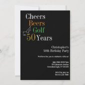 Invitation 50e anniversaire Golf Cheers Bières Black Gold Par (Dos)