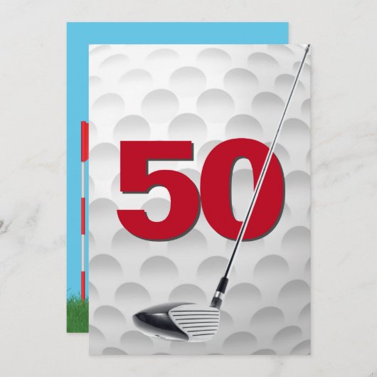 Invitation 50e anniversaire Golf Theme Party (Devant / Derrière)