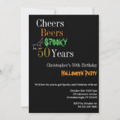 Invitation 50e anniversaire Halloween Cheers Bières Fête Éffr (Devant)