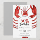 Invitation 50e anniversaire Homard Fun de fruits de mer Été P (Devant / Derrière)