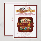 Invitation 50e, Anniversaire Homme Casino, Jeux d'argent, Las (Devant / Derrière)