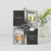 Invitation 50e anniversaire Hommes Boissons Chalkboard Noir (Debout devant)