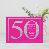 Invitation 50e anniversaire Hot rose et Parties scintillant d (Debout devant)