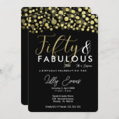 Invitation 50e anniversaire invitation, noir et or (Devant / Derrière)