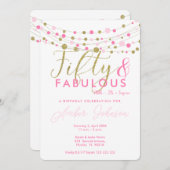 Invitation 50e anniversaire invitation, rose et or (Devant / Derrière)