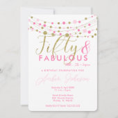 Invitation 50e anniversaire invitation, rose et or (Devant)