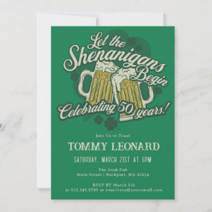 Invitation 50e anniversaire Irish St.Patrick's Day Bière