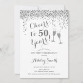 Invitation 50e Anniversaire - Joue À 50 Ans Argent Blanc (Devant)