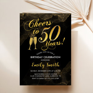 Invitation 50e Anniversaire - Joue À 50 Ans Or Noir
