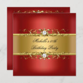 Invitation 50e Anniversaire Joyau Rouge Diamant Or 50 (Devant / Derrière)