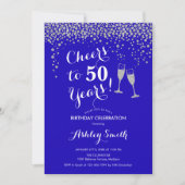 Invitation 50e Anniversaire - Joyeux À 50 Ans Royal Blue (Devant)
