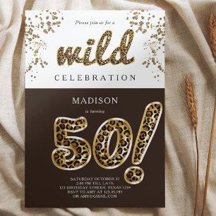 Invitation 50e anniversaire Leopard Foil Script