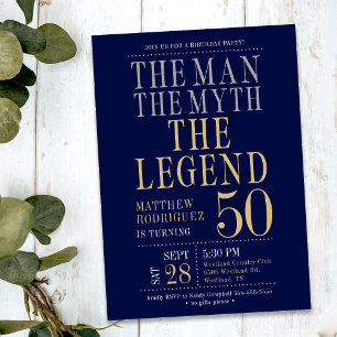 Invitation 50e anniversaire L'homme Le mythe La légende