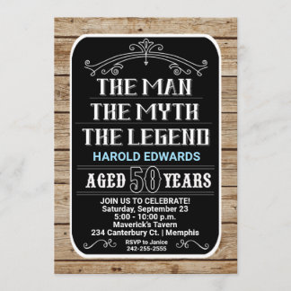 Invitation 50e anniversaire L'homme Le mythe La légende Bold