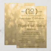 Invitation 50e anniversaire | Lumières de bokeh dorées (Devant / Derrière)