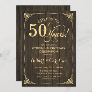 Invitation 50e anniversaire Mariage - Bois d'or