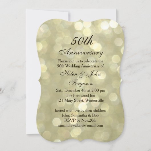 Invitation 50e anniversaire Mariage Champagne Bubbles Invitat (Devant)