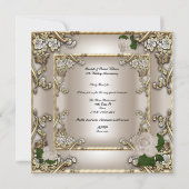 Invitation 50e Anniversaire Mariage Crème Rose Or Argent (Dos)