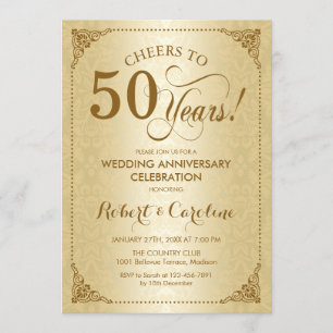 Invitation 50e anniversaire Mariage - Damas d'or
