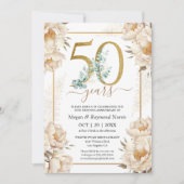 Invitation 50e anniversaire Mariage de la fête Gold White Peo (Devant)