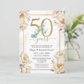 Invitation 50e anniversaire Mariage de la fête Gold White Peo (Debout devant)