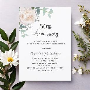 Invitation 50e anniversaire mariage de la verdure florale