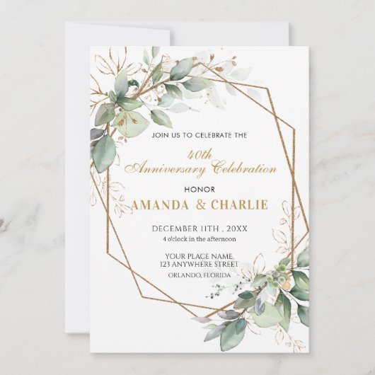 Invitation 50e anniversaire Mariage de verdure (Devant)