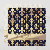 Invitation 50e, Anniversaire Mariage d'or, Fleur de Lis (Devant / Derrière)