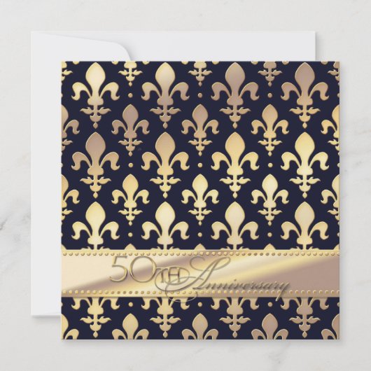 Invitation 50e, Anniversaire Mariage d'or, Fleur de Lis (Devant)