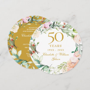 Invitation 50e anniversaire Mariage d'or Garland Rose