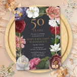 Invitation 50e anniversaire Mariage d'or Jardin Rose<br><div class="desc">Avec des roses de pays décoratifs qui tombent sur un faux cadre de feuille d'or renfermant vos détails personnalisés d'anniversaire de mariage doré avec les noms du couple heureux fixés dans le texte d'or classique. Conçu par Thisisnotme©</div>