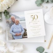 Invitation 50e anniversaire Mariage Elégant 50 Gold Photo
