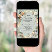 Invitation 50e anniversaire mariage fleurons jaunes or