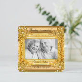 Invitation 50e anniversaire Mariage Gold Diamond Floral Photo (Debout devant)