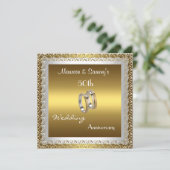 Invitation 50e Anniversaire Mariage Gold Elegant (Debout devant)