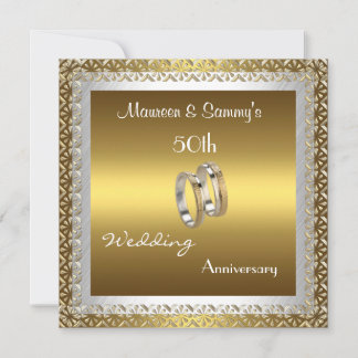 Invitation 50e Anniversaire Mariage Gold Elegant
