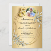 Invitation 50e anniversaire mariage or photo vert (Devant)