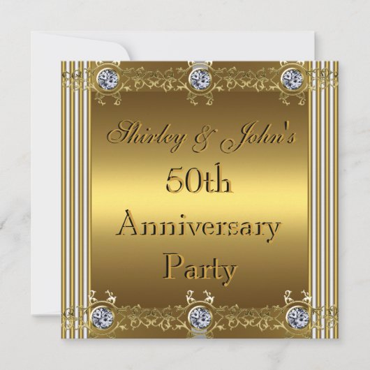 Invitation 50e anniversaire Mariage Parti Gold (Devant)