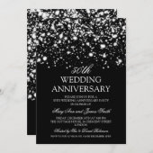 Invitation 50e anniversaire Mariage Silver Midnight Glam (Devant / Derrière)
