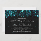Invitation 50e anniversaire Mariage Star Confetti Turquoise (Devant)