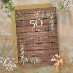 Invitation 50e anniversaire Mariage verdure Bois rustique<br><div class="desc">Doté d'une délicate aquarelle de jardin de campagne sur un arrière - plan de bois rustique,  cette invitation élégante à l'anniversaire peut être personnalisée avec vos informations spéciales de célébration de 50 ans,  avec un arrière - plan d'or à l'envers. Conçu par Thisisnotme©</div>