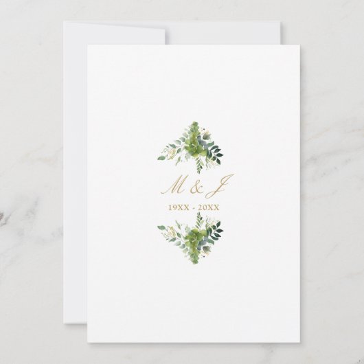 Invitation 50e anniversaire Mariage Verdure or Monogramme (Dos)