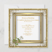Invitation 50e Anniversaire Mariage White Rose Or Elégant (Dos)